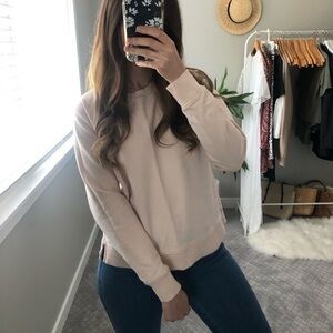 J. Crew crewneck pink sweatshirt lace cutout back